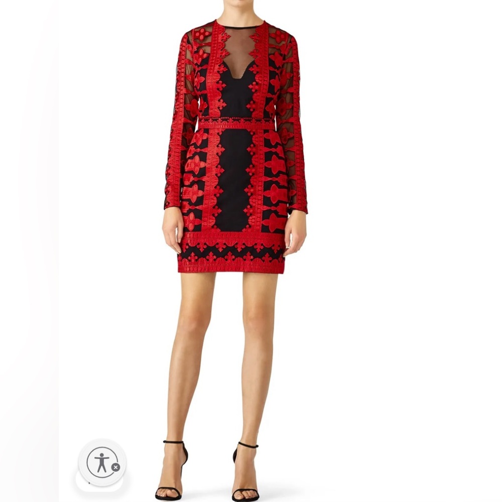 Nicole Miller Red and Black Dress